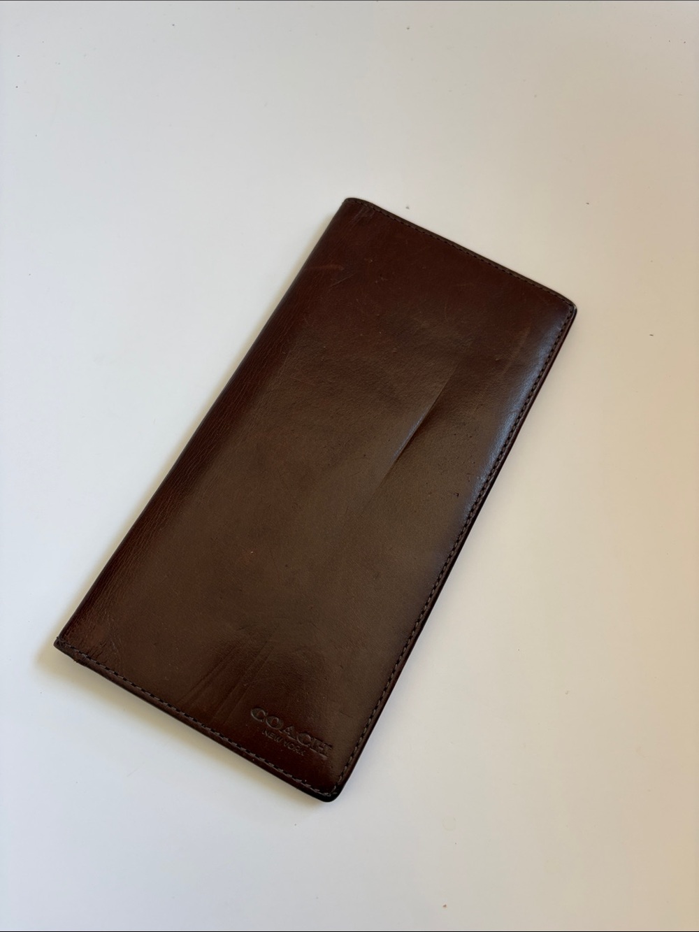 Coach Dark Brown Leather Long Wallet